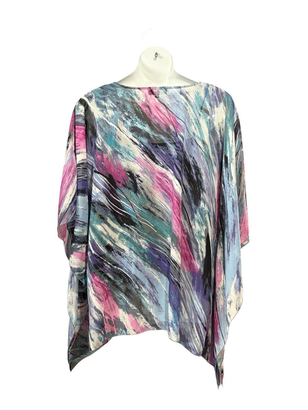 Laura Plus 3X Plus Size Layered Poncho Blouse & Stretch Cami Abstract Multicolor - Picture 8 of 11